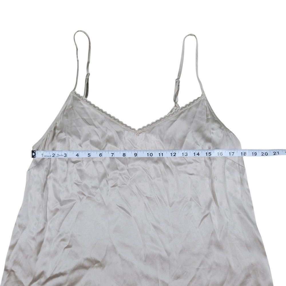 By Anthropologie Lace Trim Silk Cami Womens L Beige Satin Strappy Camisole Tank - Picture 7 of 8